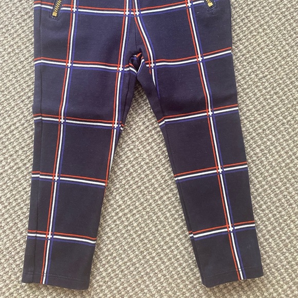 Janie and Jack Navy Plaid Leggings w Zippers EUC - Picture 6 of 8